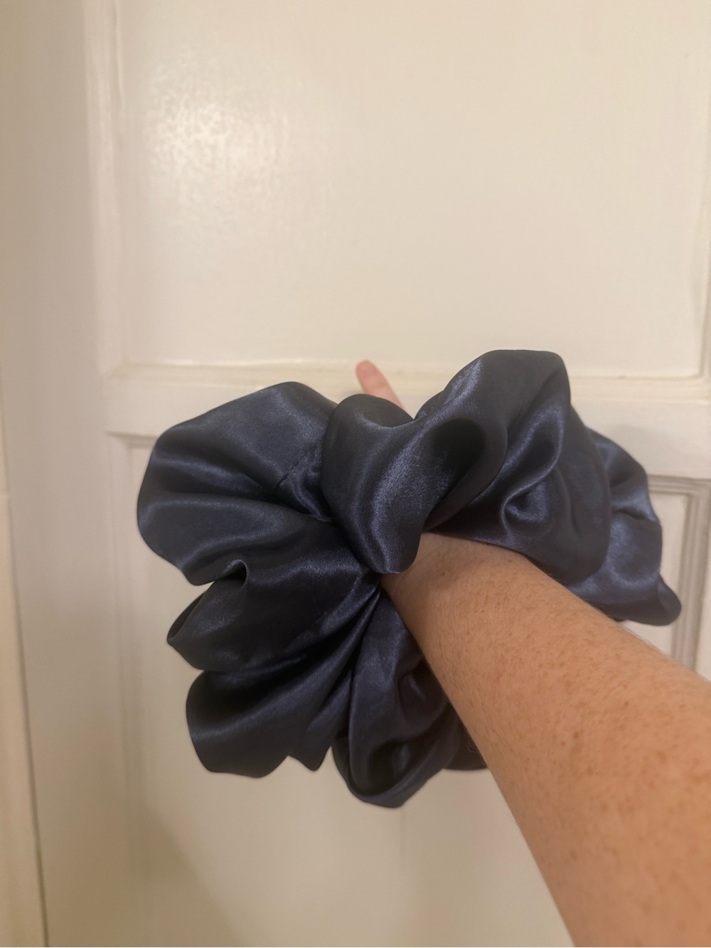 JUMBO Satin Silk Scrunchie - Grey Midnight